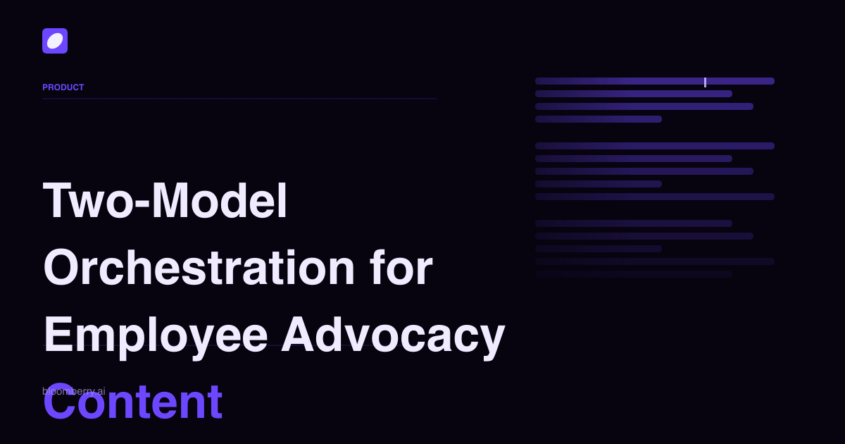 Two-Model Orchestration for Employee Advocacy Content